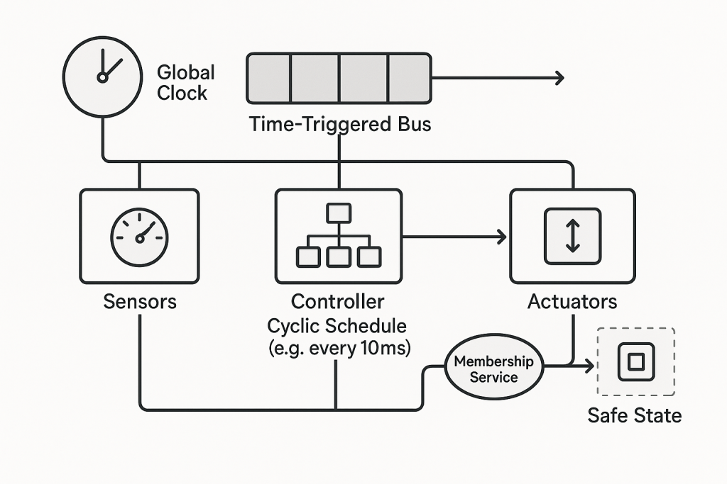 Cyclic Behaviour with Guaranteed Maximum Cycle Time (Time-Triggered Architecture)